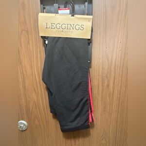 Eye Candy Black & Red Side Stripe Leggings | Juniors M | Sporty Athleisure